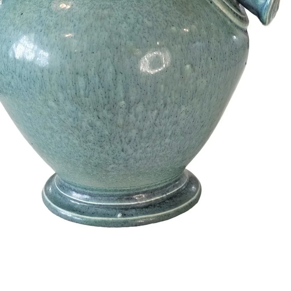 Vintage Robin Egg Blue Michael Schwegmann Studio Pottery Vase Curves Modern 10.5